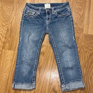 L.a. Idol Girls White Stitch Bling Blue Jeans  (Size 5)